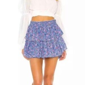 LoveShackFancy Summer Blues Ruffle Mini Skirt